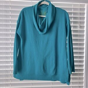 MNY teal blue cowl neck long sleeve top -Size Small